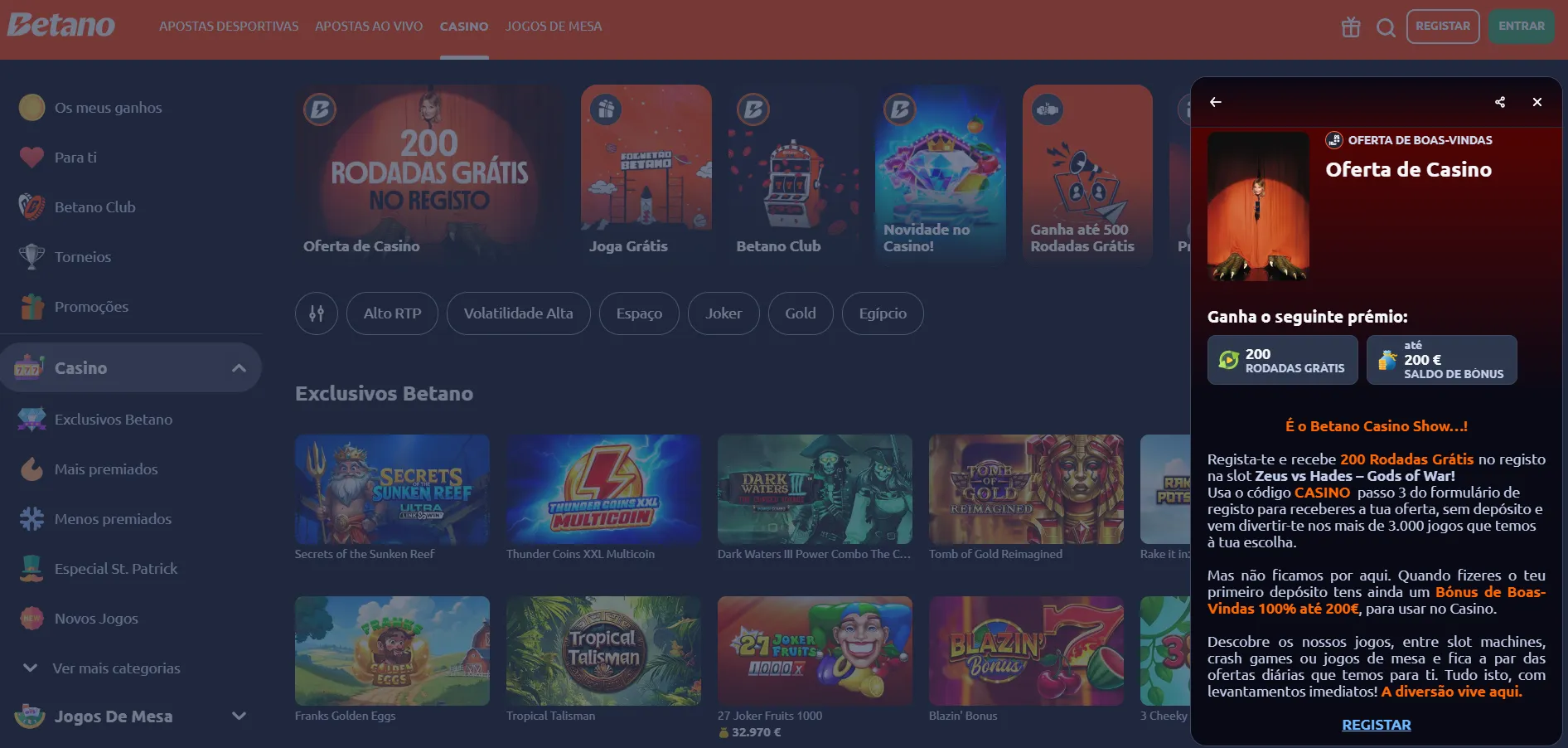 Tipos de bónus em casinos portugueses